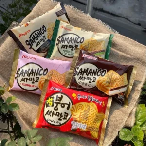 Kem Bánh Cá Samanco Binggrae 150ml – Đậu Đỏ/ Socola/ Dâu/ Trà Xanh,Hàng Tốt Bảo Khanh