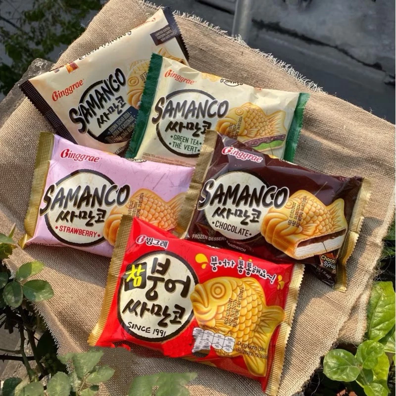 Kem Bánh Cá Samanco Binggrae 150ml – Đậu Đỏ/ Socola/ Dâu/ Trà Xanh,Hàng Tốt Bảo Khanh