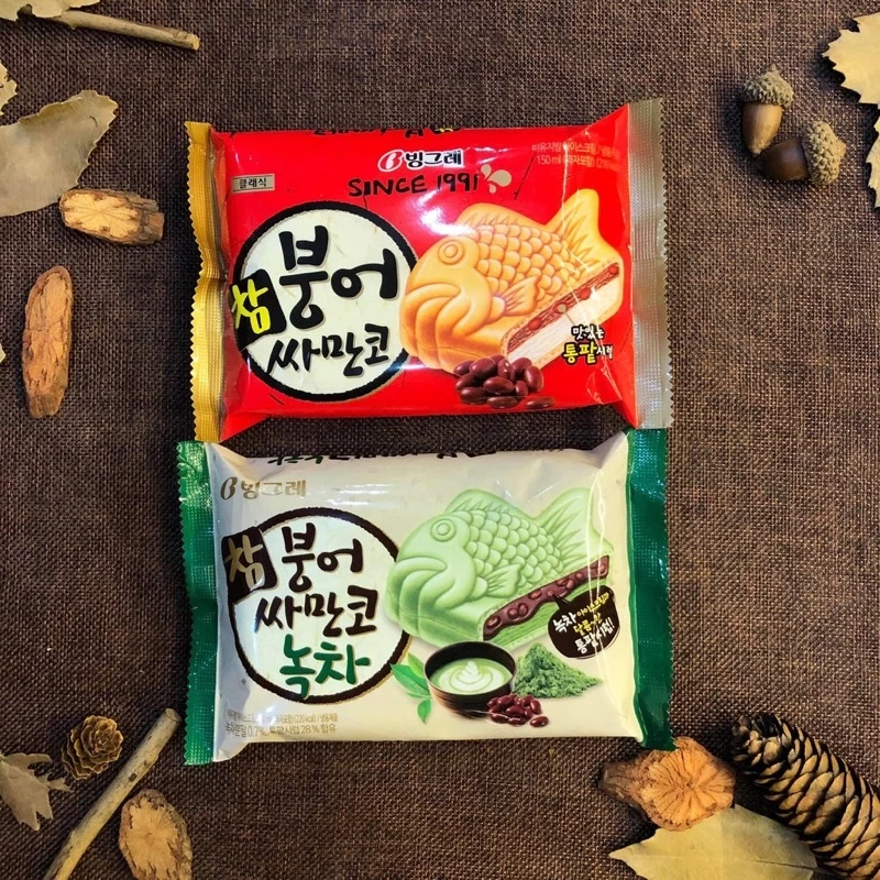 Kem Bánh Cá Samanco Binggrae 150ml – Đậu Đỏ/ Socola/ Dâu/ Trà Xanh,Hàng Tốt Bảo Khanh