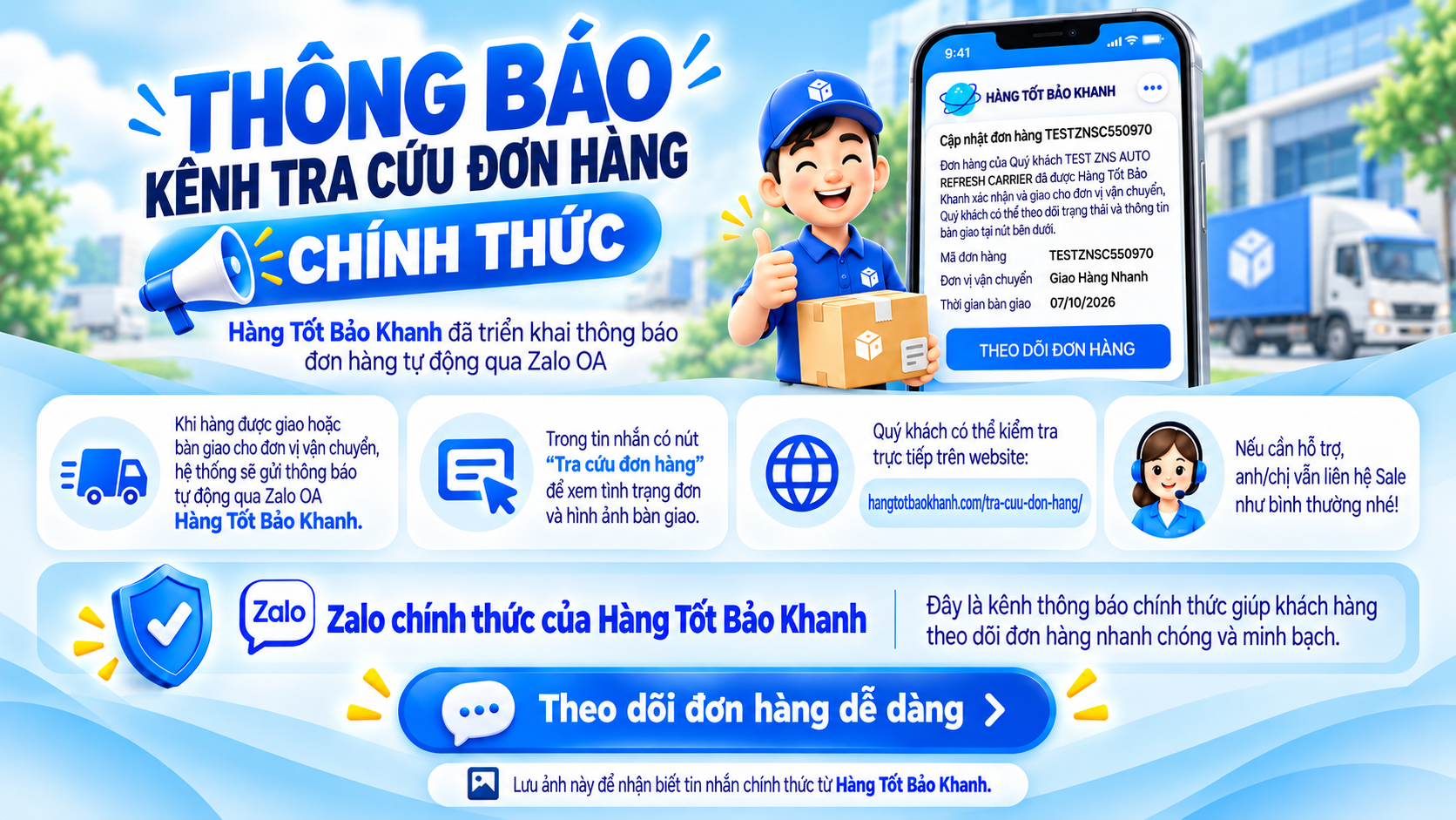 Thông Báo Kênh Tra Cứu Đơn Hàng Chính Thức Qua Zalo OA